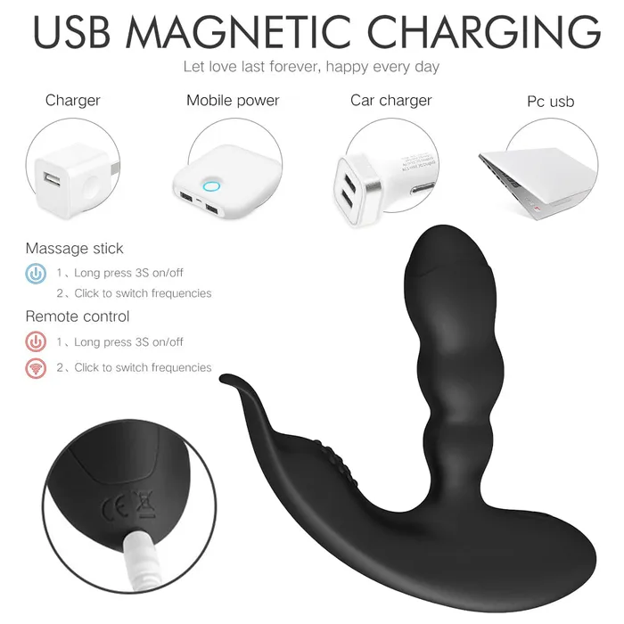 YOSPOSS Male Sex Toys Heating Vibrating Prostate Massager Bendable Shaft Perineum Stimulator