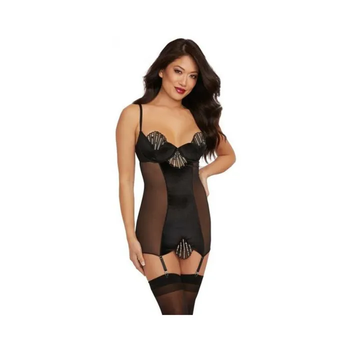 Anal Dreamgirl International Dreamgirl Stretch Velvet Garter Slip Black Large Hanging