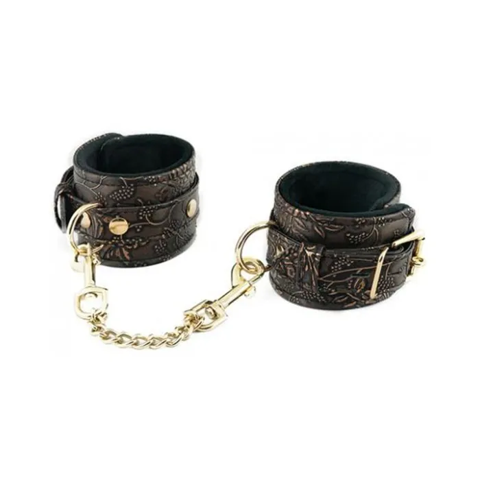 Ankle Restraints Brown Pu Floral Print With Faux Fur Lining Spartacus Male Sex Toys Ankle Restraints Brown Pu Floral Print With Faux Fur Lining Spartacus Male Sex Toys