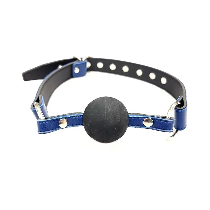 Ball Gag Blue With Black Rubber Ball Rouge Group LTD Male Sex Toys