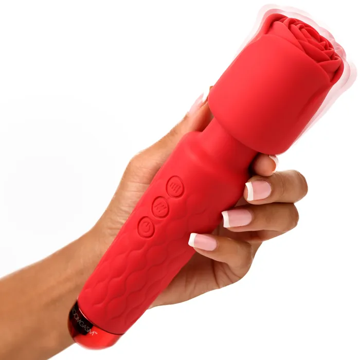 Bloomgasm Vibrators Pleasure Rose 10X Silicone Wand w Rose Attachment