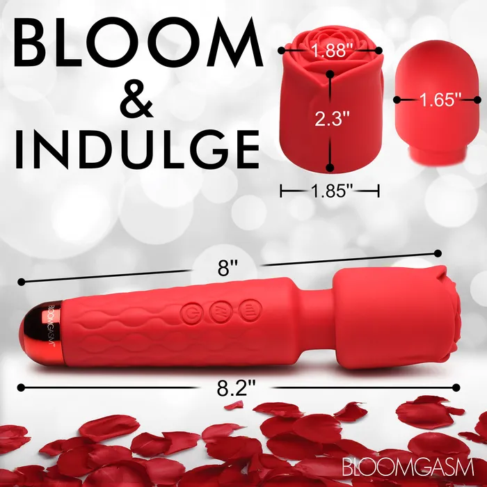 Bloomgasm Vibrators Pleasure Rose 10X Silicone Wand w Rose Attachment