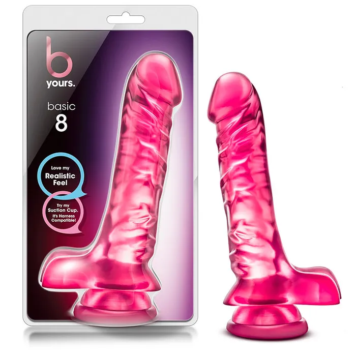 Blush Dildos Blush B Yours Basic 8 Realistic 9 in Dildo with Balls Suction Cup Pink