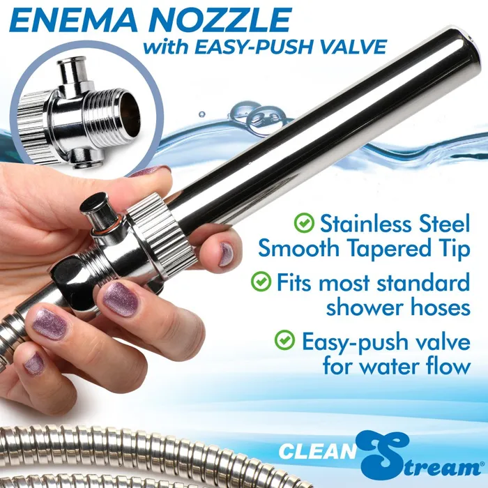 CleanStream Enema Nozzle with Quick Shut OffOn Valve Female Sex Toys