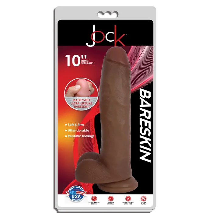 Dildos Jock Jock Dark Bareskin Dildo with Balls 10 Inch Dildos Jock Jock Dark Bareskin Dildo with Balls 10 Inch