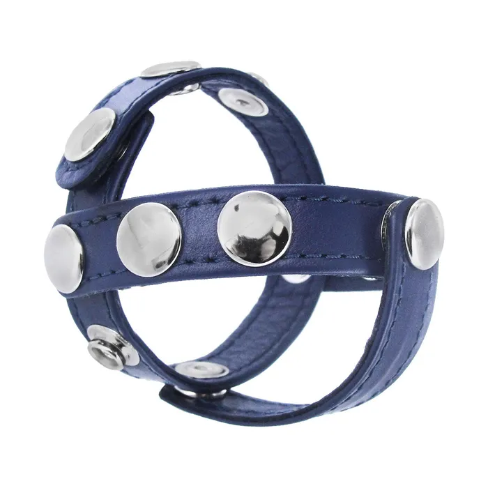 Dildos Strict Leather Blue Leather Cock and Ball Harness