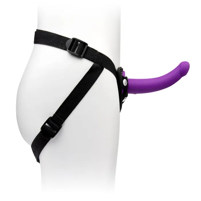 ELECTRIC EEL INC TOGETHER TILT STRAP ON HARNESS 65 VIBRATING DILDO Female Sex Toys