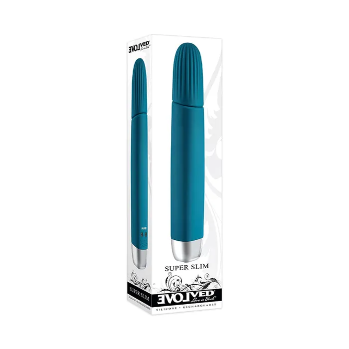Evolved Female Sex Toys Evolved Super Slim Rechargeable Textured Silicone Sli mline Vibrator Teal