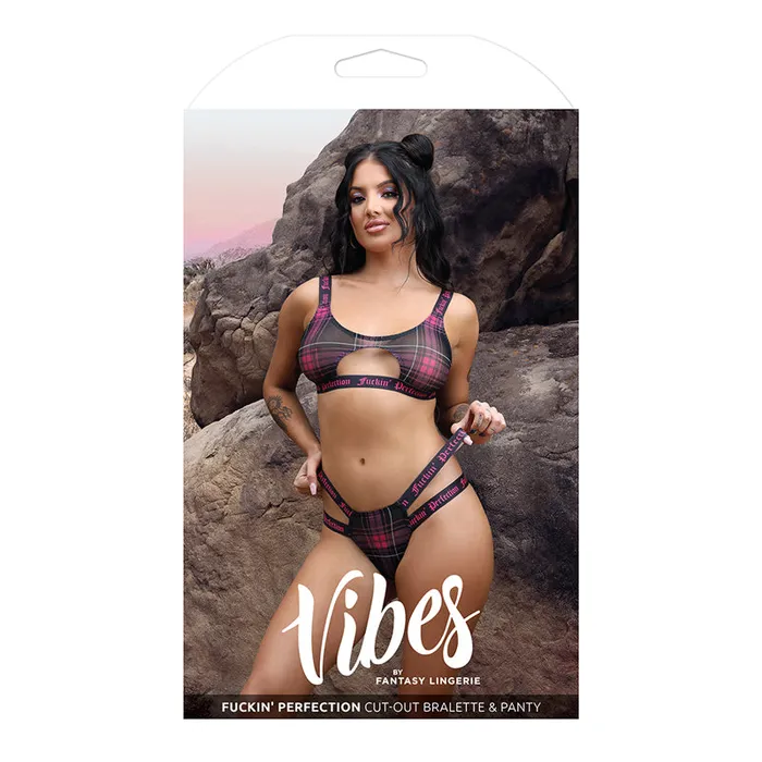 Fantasy Lingerie Vibrators Fantasy Lingerie Vibes Fuckin Perfection Plaid Mesh Cut Out Bralette Panty Black LXL Fantasy Lingerie Vibrators Fantasy Lingerie Vibes Fuckin Perfection Plaid Mesh Cut Out Bralette Panty Black LXL