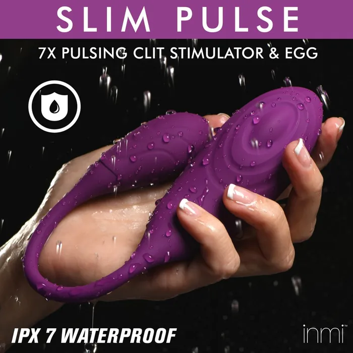 Female Sex Toys Inmi Slim Pulse 7X Pulsating Silicone Clit Stimulator and Vibrating Egg
