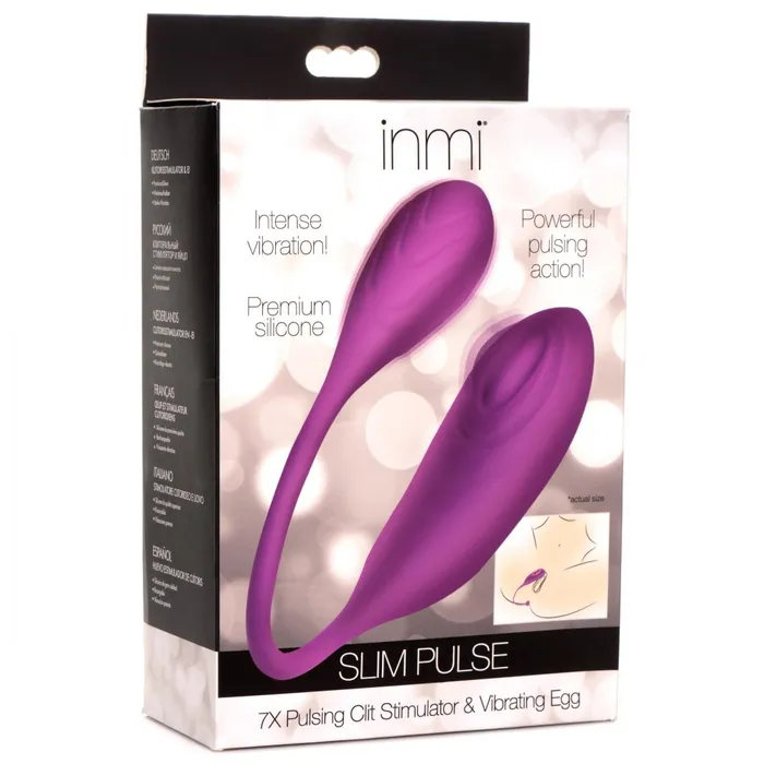 Female Sex Toys Inmi Slim Pulse 7X Pulsating Silicone Clit Stimulator and Vibrating Egg