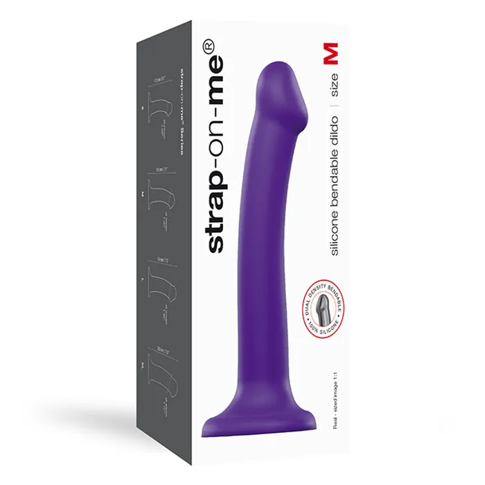 Female Sex Toys Lovely Planet USA StrapOnMe Bendable DualDensity Silicone Suction Cup Dildo Purple M