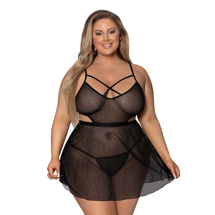 Female Sex Toys Magic Silk Girl Next Door Babydoll Panty Black Queen Size Magic Silk