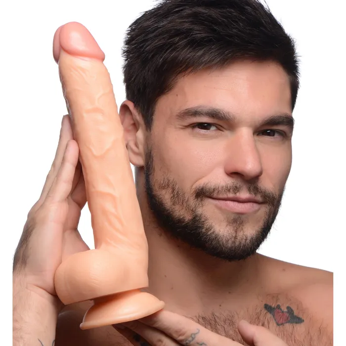 Female Sex Toys Master Cock Long Logan 10 Dildo with Balls Light