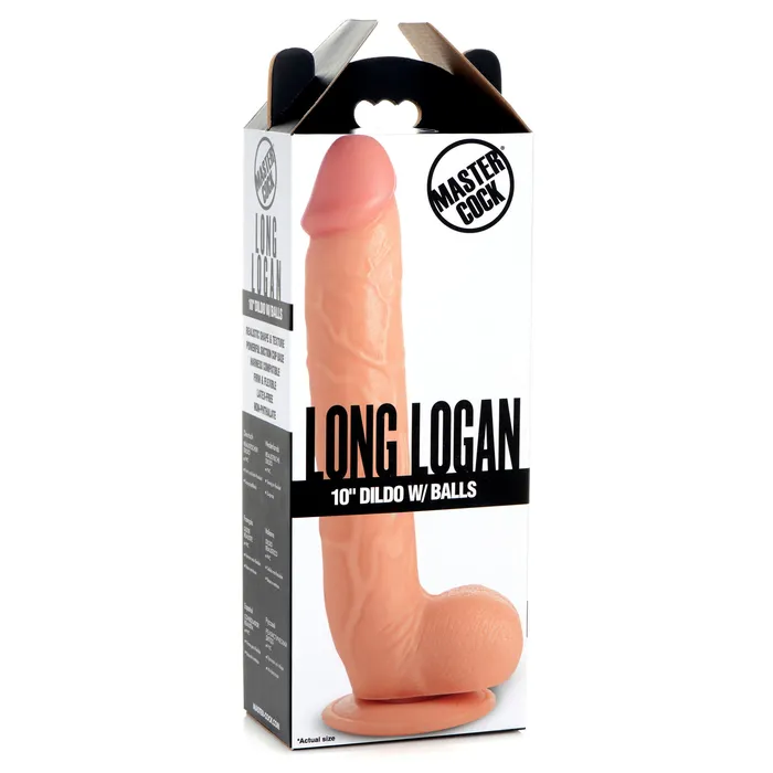 Female Sex Toys Master Cock Long Logan 10 Dildo with Balls Light