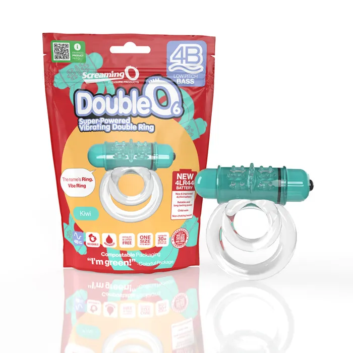 Female Sex Toys Screaming O Screaming O 4B DoubleO 6 Vibrating Double Cockring Kiwi