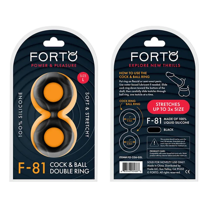 Forto F81 Liquid Silicone Cock Ball Double Ring Large Black Vvole Male Sex Toys Forto F81 Liquid Silicone Cock Ball Double Ring Large Black Vvole Male Sex Toys