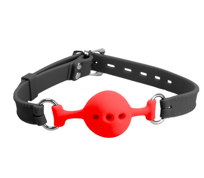 Gag011A Silicone Gag W Petite Breathable Ball Love in Leather Male Sex Toys