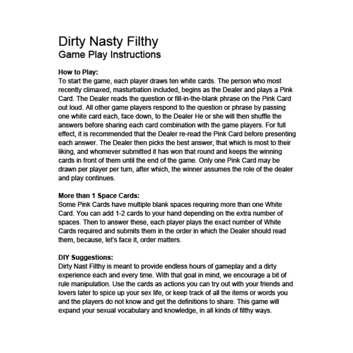 Games Dirty Nasty Filthy Card Game Little Genie Productions