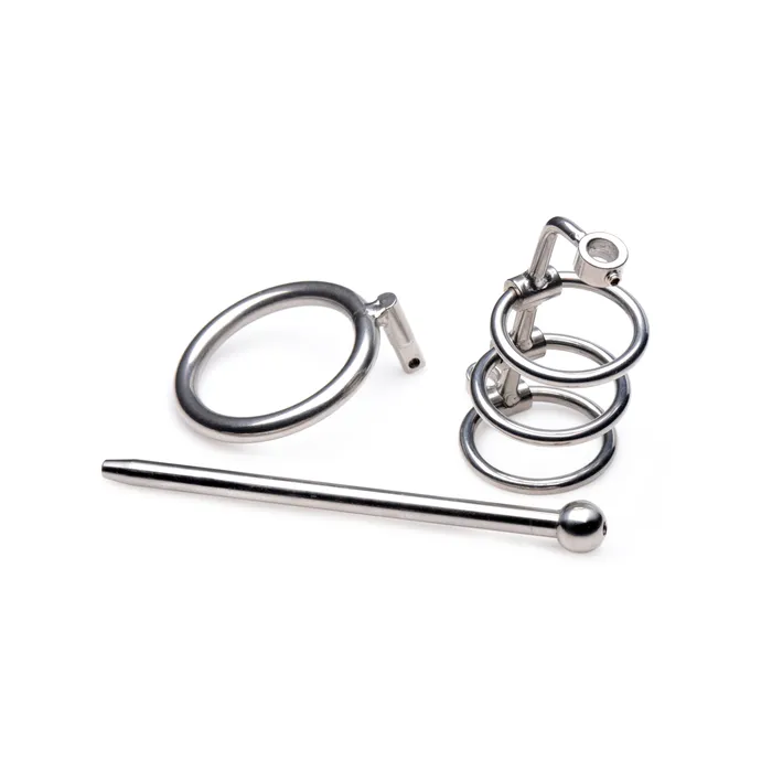 Gates of Hell Stainless Steel Adjustable Cum Through Sound Cage Master Series Male Sex Toys