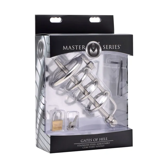 Gates of Hell Stainless Steel Adjustable Cum Through Sound Cage Master Series Male Sex Toys