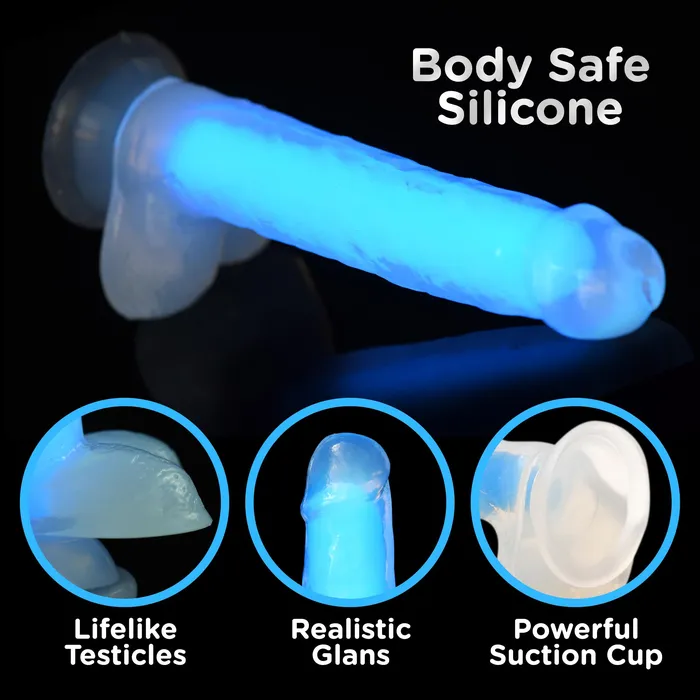 Lollicock Dildos Lollicock 7 GlowintheDark Silicone Dildo w Balls Blue