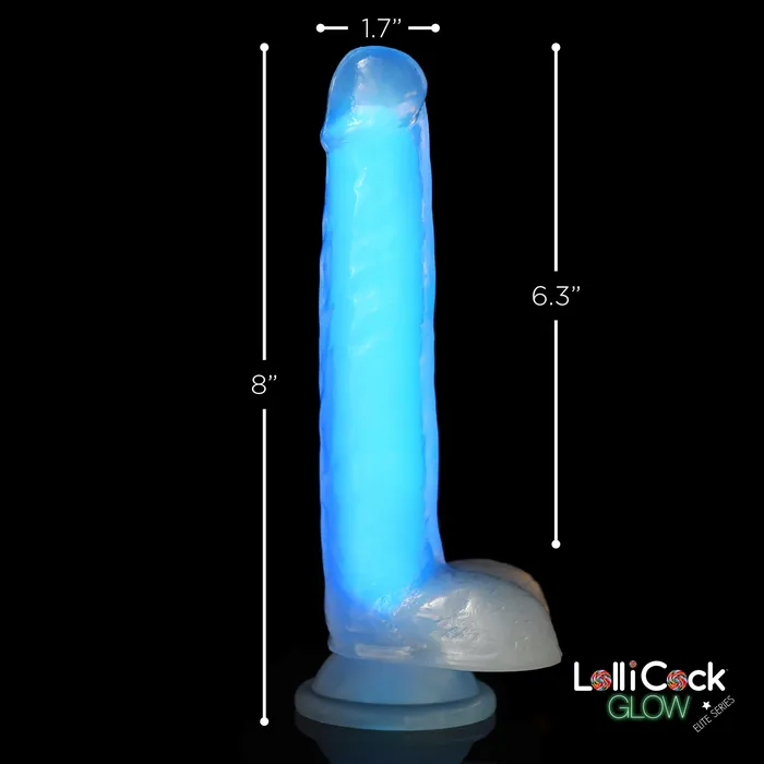 Lollicock Dildos Lollicock 7 GlowintheDark Silicone Dildo w Balls Blue
