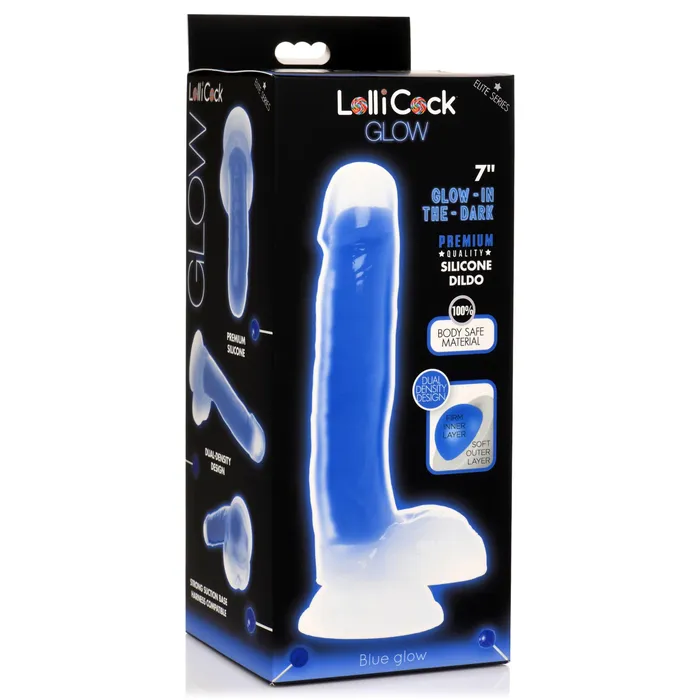 Lollicock Dildos Lollicock 7 GlowintheDark Silicone Dildo w Balls Blue