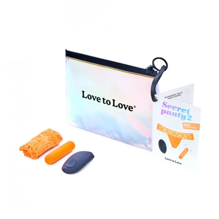Love to Love Secret Panty 2 Neon Orange gift bag packaging Lovely Planet USA Vibrators Love to Love Secret Panty 2 Neon Orange gift bag packaging Lovely Planet USA Vibrators