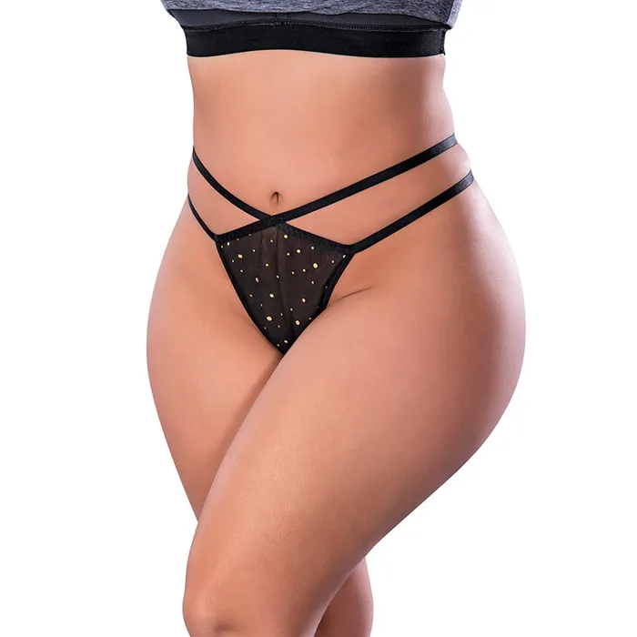 Magic Silk Anal Magic Silk Glitz Glam Split Crotch Thong Black Queen Size