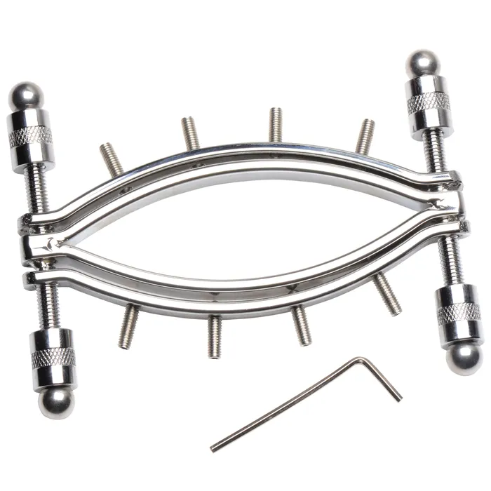 Male Sex Toys Master Series Spread Em Poker Labia Clamp with Adjustable Pressure Screws
