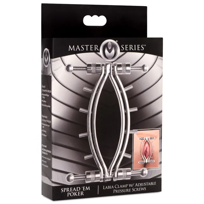Male Sex Toys Master Series Spread Em Poker Labia Clamp with Adjustable Pressure Screws