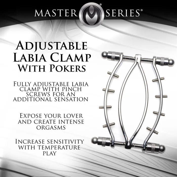 Male Sex Toys Master Series Spread Em Poker Labia Clamp with Adjustable Pressure Screws