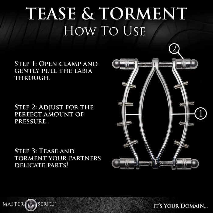 Male Sex Toys Master Series Spread Em Poker Labia Clamp with Adjustable Pressure Screws