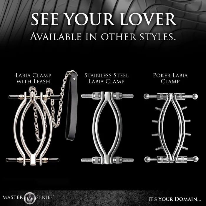 Male Sex Toys Master Series Spread Em Poker Labia Clamp with Adjustable Pressure Screws