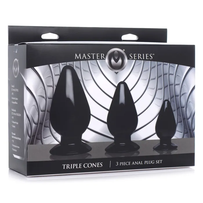 Master Series Anal Triple Cones 3 Piece Anal Plug Set Black