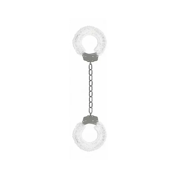 Ouch Beginners Legcuffs Furry White Shots America LLC Male Sex Toys