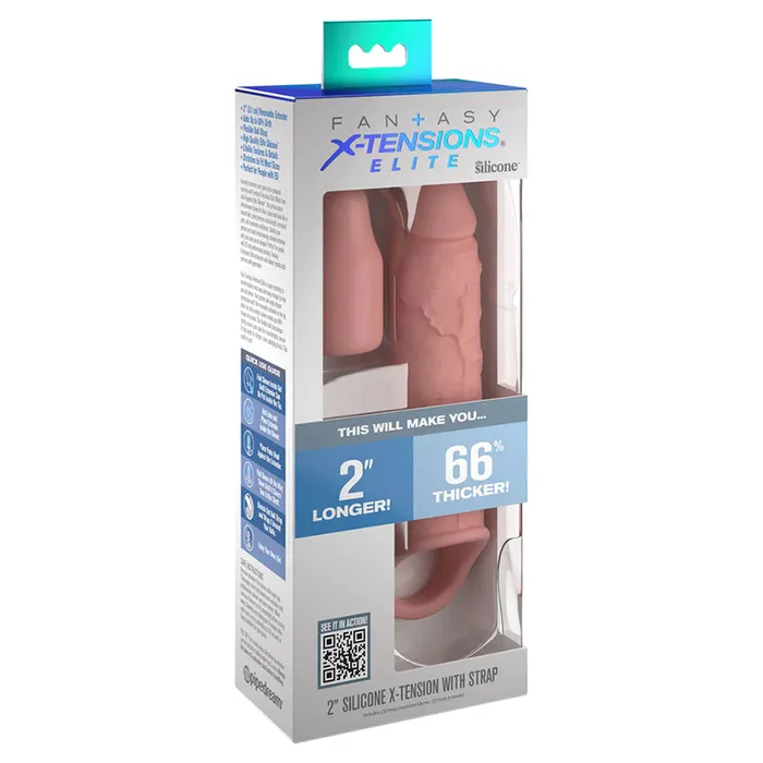 Pipedream Female Sex Toys Fantasy Xtensions Elite 6 in Silicone Extension with Strap 2 in Extender Beige
