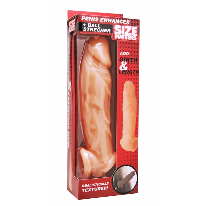 Realistic Flesh Penis Enhancer and Ball Stretcher Size Matters Male Sex Toys