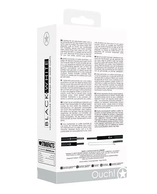 Shots America LLC Anal Shots Ouch Black White Velcro Collar Wleash Hand Cuffs Black Shots America LLC Anal Shots Ouch Black White Velcro Collar Wleash Hand Cuffs Black