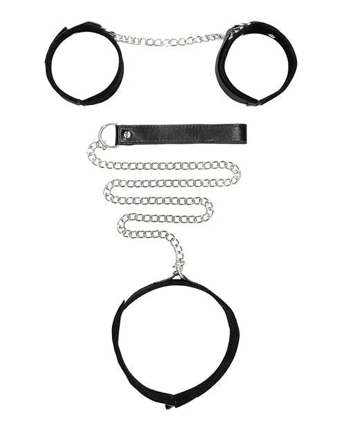 Shots America LLC Anal Shots Ouch Black White Velcro Collar Wleash Hand Cuffs Black Shots America LLC Anal Shots Ouch Black White Velcro Collar Wleash Hand Cuffs Black