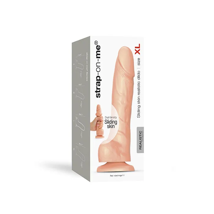StrapOnMe Realistic Collection Sliding Skin DualDensity Silicone Dildo Vanilla XL Lovely Planet USA Female Sex Toys