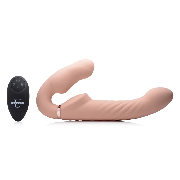 Strap U ErgoFit Twist Inflatable Vibrating Strapless Strapon Bare Female Sex Toys