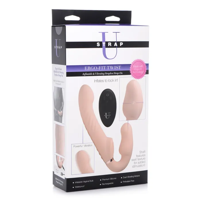 Strap U ErgoFit Twist Inflatable Vibrating Strapless Strapon Bare Female Sex Toys