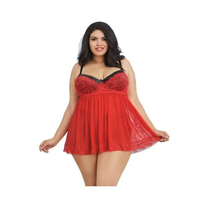 Teddies And Bodies Dreamgirl Plussize Stretch Mesh And Lace Babydoll With Underwire Pushup Cups Gstring And Lace O Dreamgirl International Teddies And Bodies Dreamgirl Plussize Stretch Mesh And Lace Babydoll With Underwire Pushup Cups Gstring And Lace O Dreamgirl International