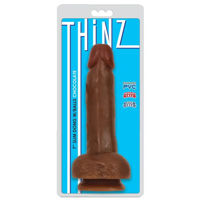 Thinz Dildos Thinz 7 Inch Slim Dildo with Balls Dark