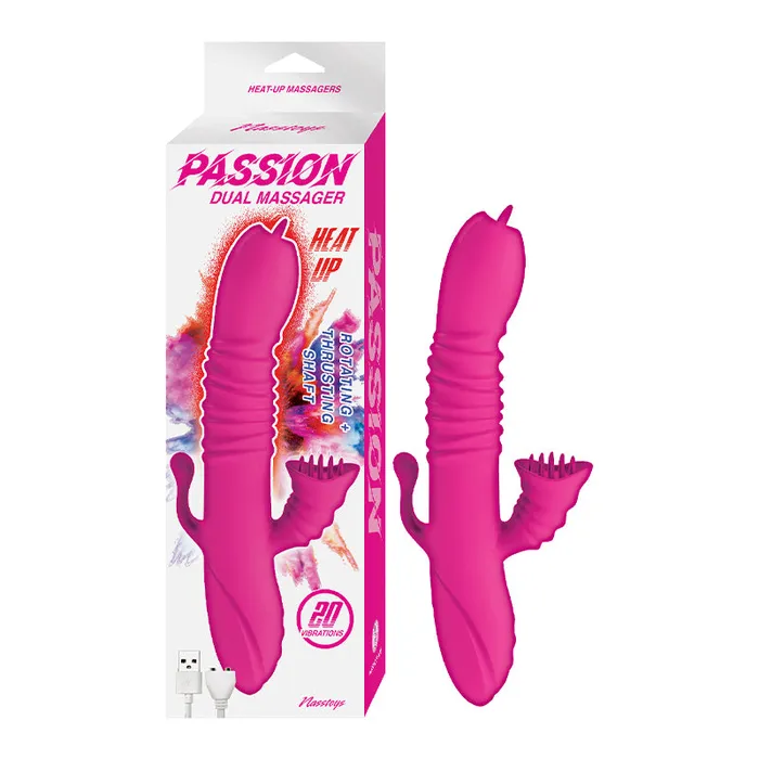 Vibrators Nasstoys Passion Dual Massager Heat Up Dual Stimulator Pink