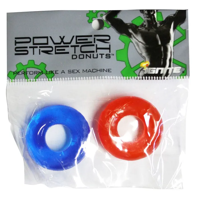 Vibrators SI Novelties SI Power Stretch Donuts 2Pk RedBlue