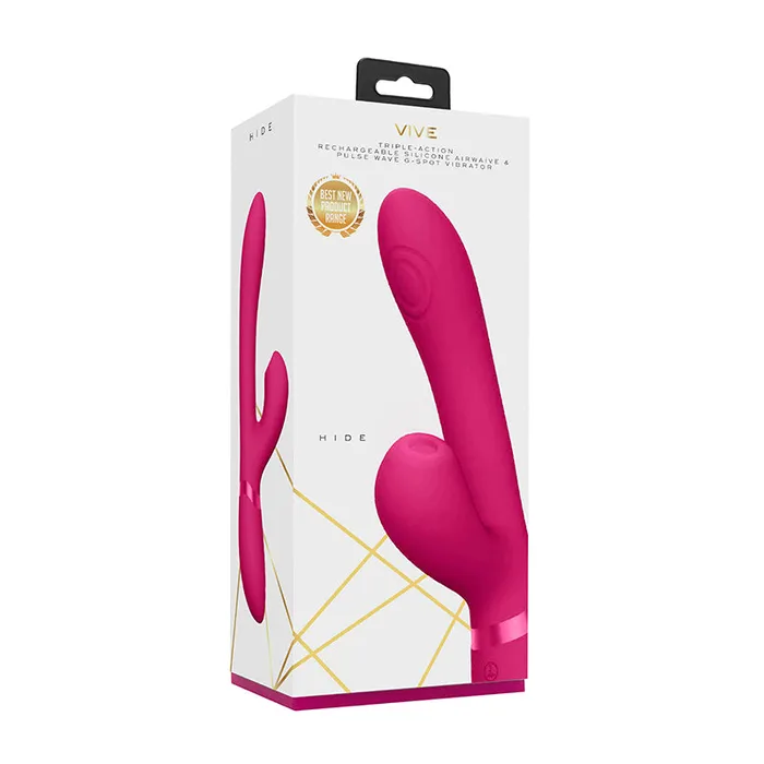 VIVE HIDE Rechargeable Air Pulse Wave Silicone Dual Stimulator Pink Shots America LLC Vibrators VIVE HIDE Rechargeable Air Pulse Wave Silicone Dual Stimulator Pink Shots America LLC Vibrators