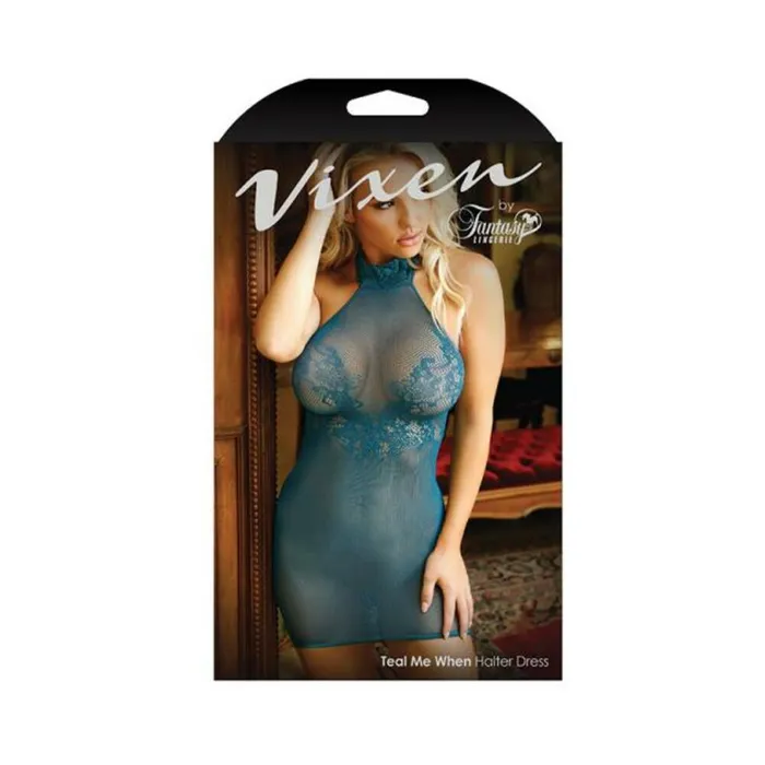 Vixen Teal Me When Halter Net Dress With Floral Lace Design Teal Os Fantasy Lingerie Vibrators Vixen Teal Me When Halter Net Dress With Floral Lace Design Teal Os Fantasy Lingerie Vibrators